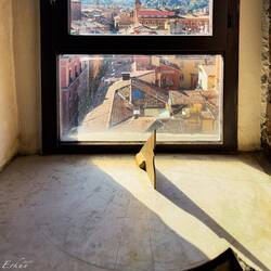 Sundial once used to calibrate the clock ... in the mechanical room — Palazzo d'Accursio.