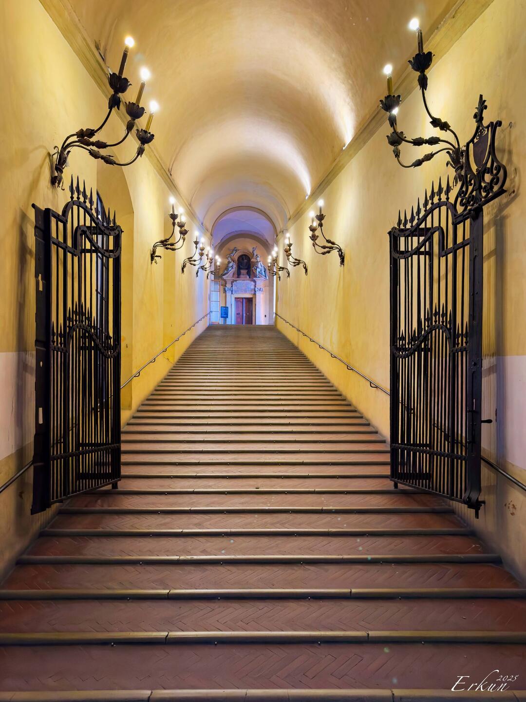 The cordonato staircase ... intended for officials to descend on horseback — Palazzo d'Accursio.