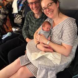 The new family celebrating their first full day together