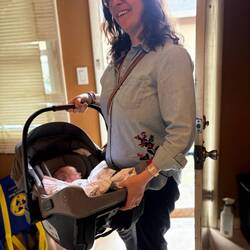 Leo arriving home for the first time