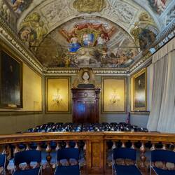 Visitor gallery of the Sala del Consiglio Comunale — Palazzo d'Accursio.
