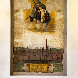 Sala d'Ercole ... "Madonna of the Earthquake" surmounted over Bologna — Palazzo d'Accursio.