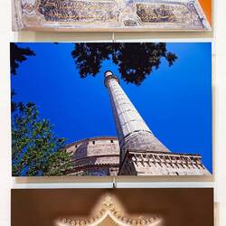 Orthodox church pediment; Islamic minaret; Star of David & Mihrab of Yeni Camii ... Thessaloniki.