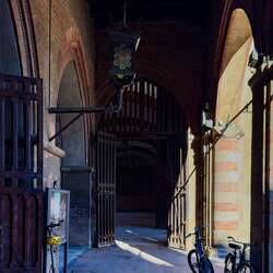 Portico leaving Palazzo d'Accursio.