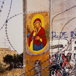 Icon of "Our Lady Who Brings Down Walls" ... Separation Wall, Bethlehem, Palestine.