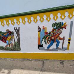 The village is rife with plasterworks called zocalo's originally to assist the illiterate