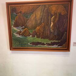 Diego's painting; can you see the pre-Hispanic symbols in the hills?