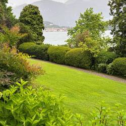 Looking down to the lake from the terrace