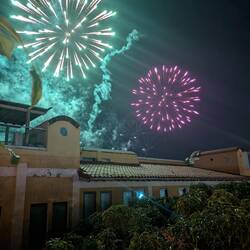 Fireworks while we had a drink. I suggested it was Washington' bday but turned out to be a wedding.
