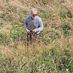 His favorite hat blew off.