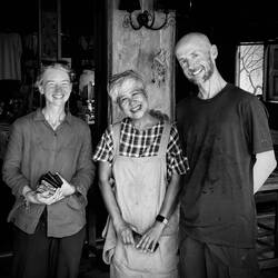 Paen Hjem Cafe and its owner, Jum, a gentle generous kind lady.