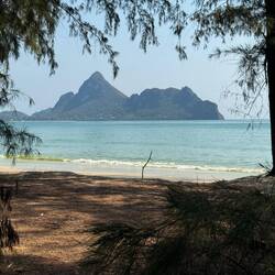 This beautifully-curved bay was once a battlefield between the Thai and Japanese armies during WWII.