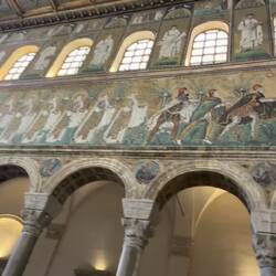 22 Virgins led by the Three Magi in this mosaic are named Balthasar, Melchior and Gaspar