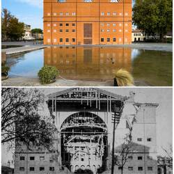 The Galli Theater ... now and in history after it was bombed by the Allies during WWII — Rimini.