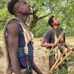 Hunting for birds, baboons, monkeys, etc.