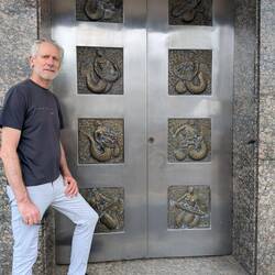 The doors to the naval building