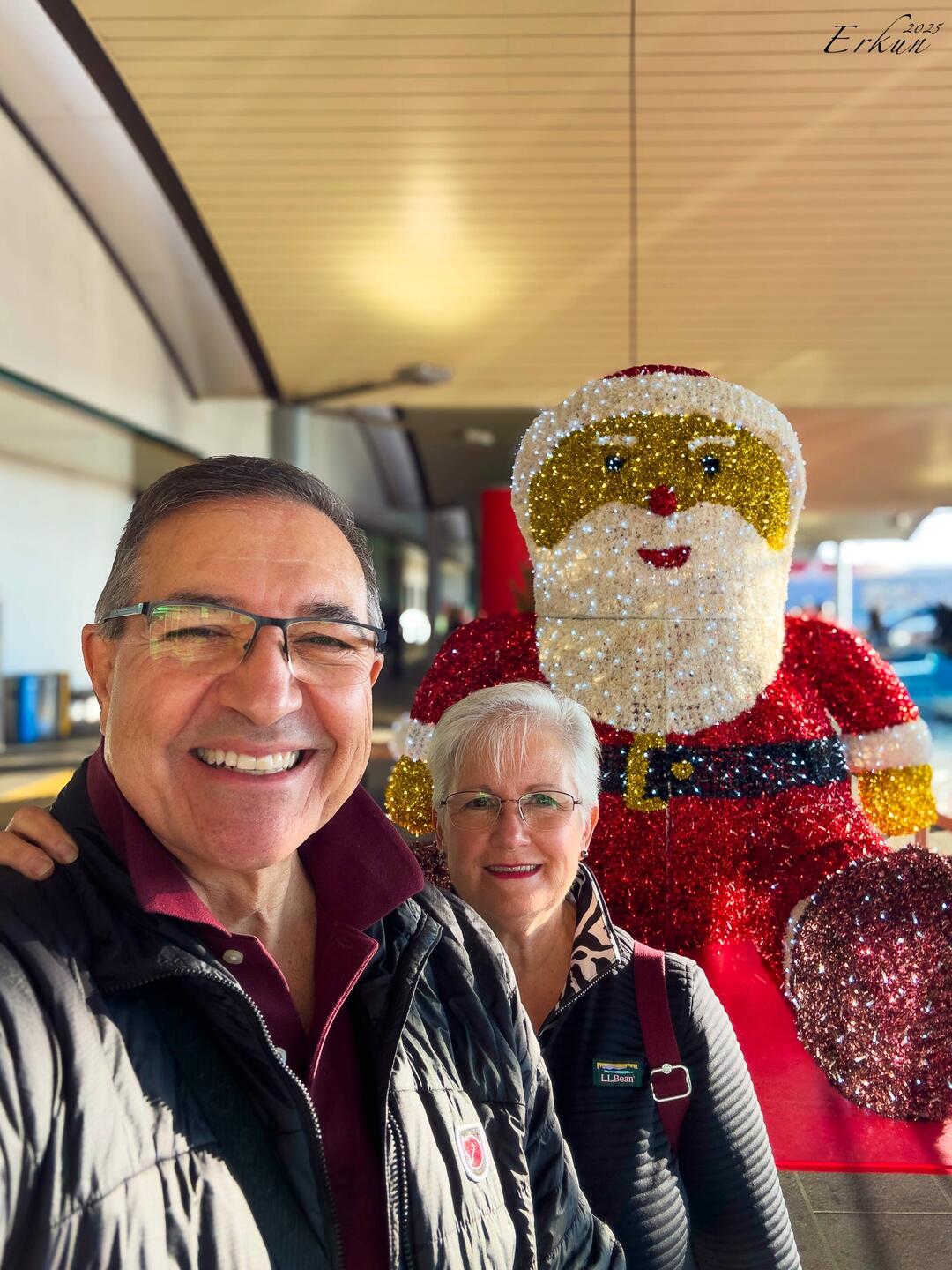 Santa greets us at BLQ — Bologna, Italy.