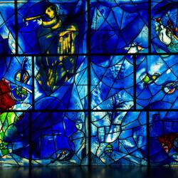One panel of the Chagall America Windows at the Art Institute — Chicago, Illinois.