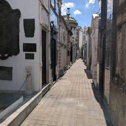 Looking down a mausoleum street
