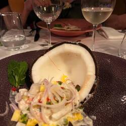 Seafood ceviche at our fancy farewell dinner.