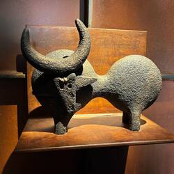Quirky bull statue