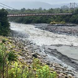 The Fox River, rapidly reducing the size of its glacier