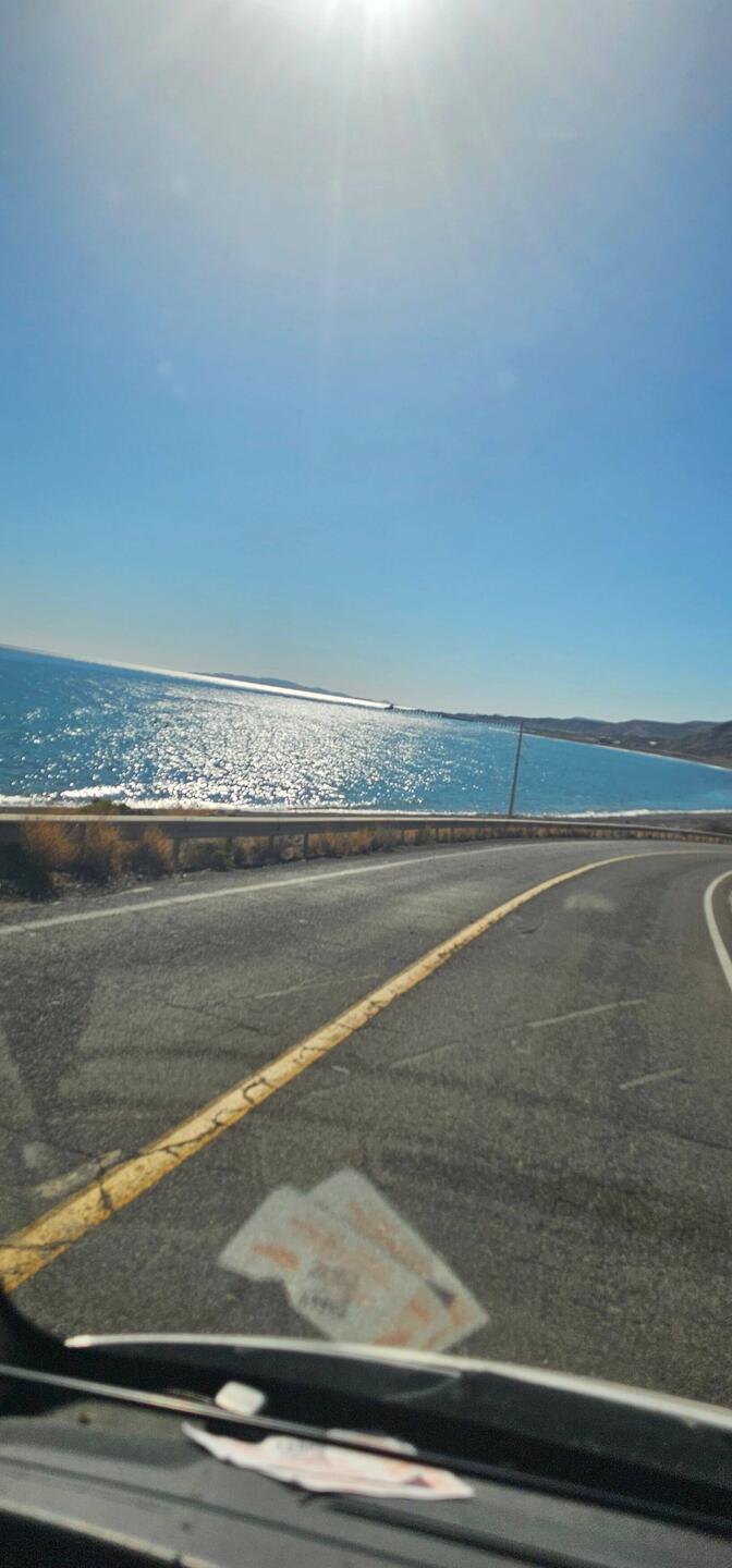 Driving from San Ignacio through Santa Rosalia we get our first glance of the azul Sea of Cortez