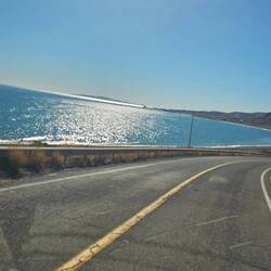 Driving from San Ignacio through Santa Rosalia we get our first glance of the azul Sea of Cortez