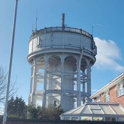 An ornate water tower we spotted while walking to the closed garden centre