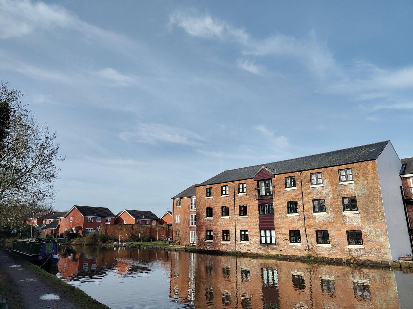 The refurbished Congleton Wharf building opposite our moorings