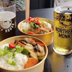 Thai dishes from Nam Ploy with beer from R&Gs Tap House 😋