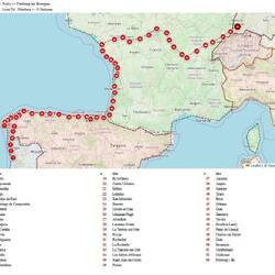 Die geplante Tour mit 52 Etappen