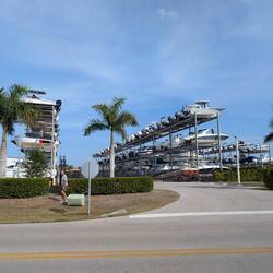 More boats in forklift rafts than we've ever seen, Burnt Store Marina, Punta Gorda