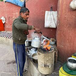 Chai (milk tea with spices) on the street for less than 10 cents a cup