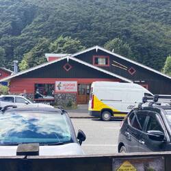 On the café terrace at Arthur's Pass