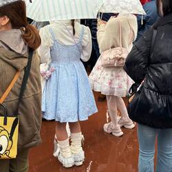 Some people don't realize it's 50 degrees and pouring... or we didn't get the uniform memo!