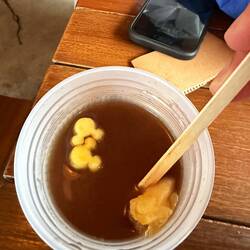 This may have been the best drink of the day - Hot Apple Ginger cider with pieces of candy apple.