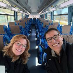 On the bus, anyone else coming? Damn Aussies ruined our romantic private bus ride!
