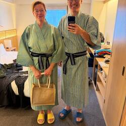 It's Onsen time - Japanese Hot springs Spa... and yes, we have our birthday suits on underneath 😳