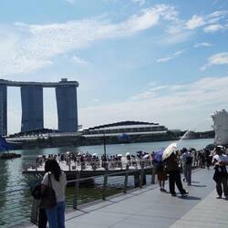 Merlion und Marina Bay Sands Hotel