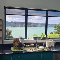 Regale an ihrem Platz in der Küche