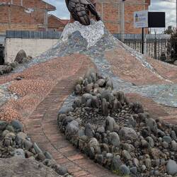 A sculpture of the fire god in Cotopaxi made by a local artist