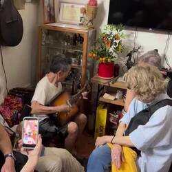 81 year old "second grandfather" of scooter leader entertaining us