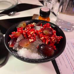 Ice with weird sour sesame cheesecake. Not the best flavor combo