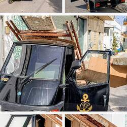 Ape driewieler van de plaatselijke schilder