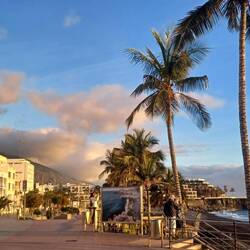 Unsere Promenade zum Hotel (zwischen den Palmen im Hintergrund)