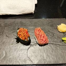 Starter course - Wagyu sushi! Korean and just Wagyu