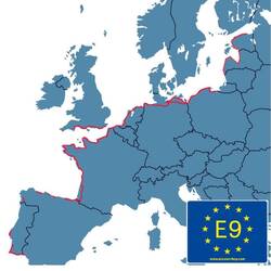 E9 - aktuell ausgebautes Wegenetz mit Markierungen (rot).