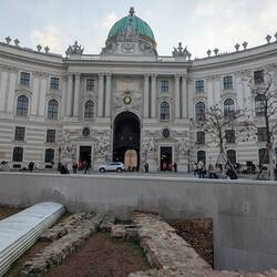 Hofburg Imperial Palace gate. Note Roman ruins in front.