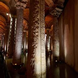 A carved piller in the Basilica Cistern